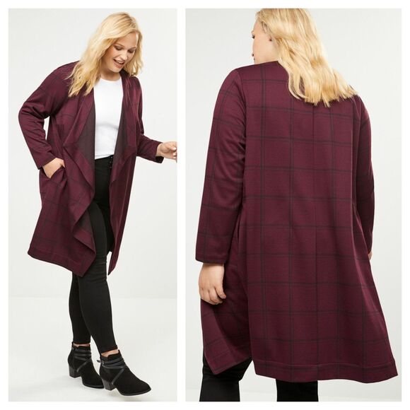 Lane Bryant Purple Plaid Drape Overpiece - Picture 1 of 4